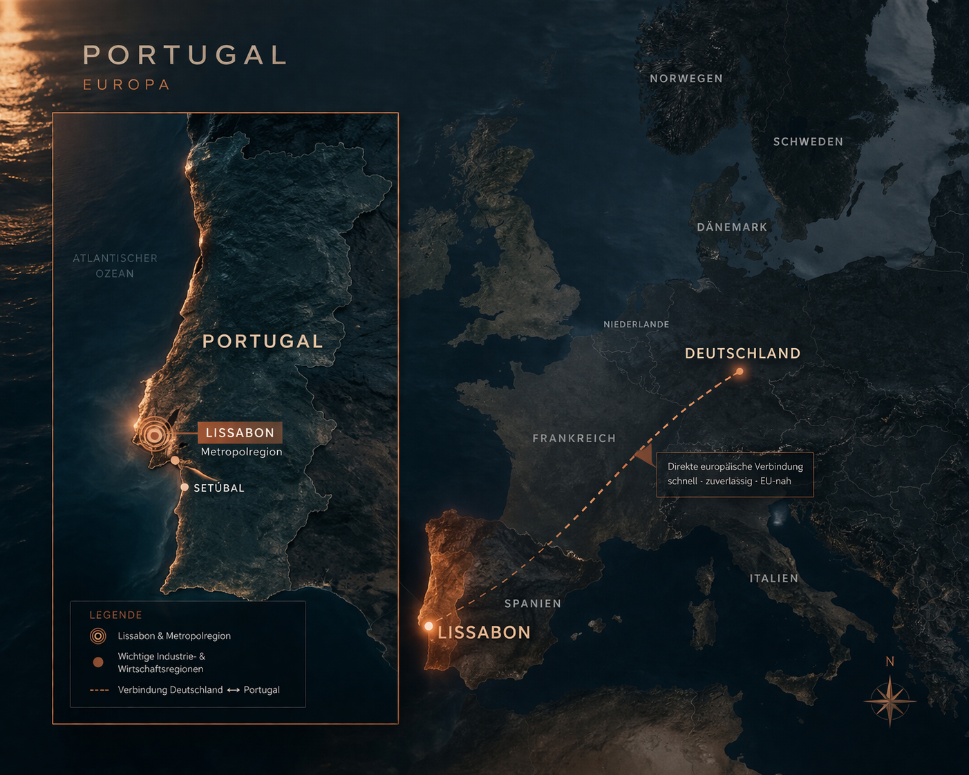 Portugal — Verbindungen nach Mitteleuropa